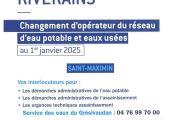 Changement d’opérateur des réseaux d’eau (potable et usées) au 1er janvier 2025