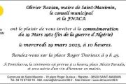 Cérémonie du 19 mars 2025 - rendez-vous à 9 h 45 sur la place Roger Durieux